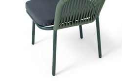 "Марсель" стул плетеный из роупа, каркас алюминий RAL6036 муар, роуп зеленый (4204) круглый tex, ткань темно-серая 027