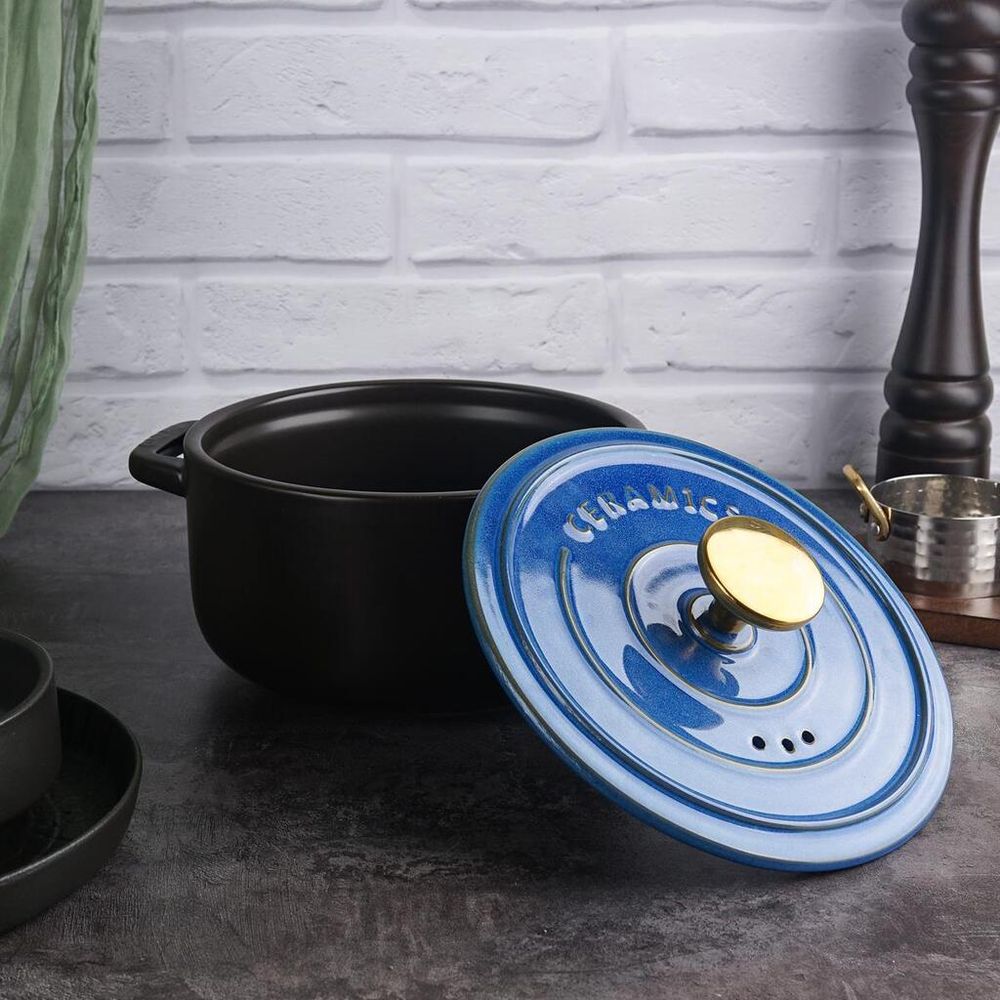 Кастрюля 2,8 л, 19/14,5*15 см с крышкой керамическая Style Buffet New Kitchen P.L. Proff Cuisine