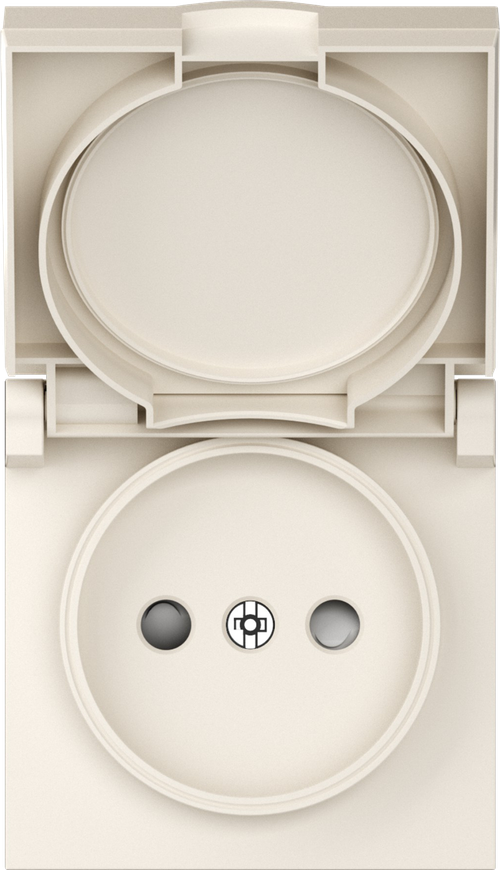 Накладка для розетки без заземления, с крышкой, 16A 250 В~, матовый кремовый, серия A07