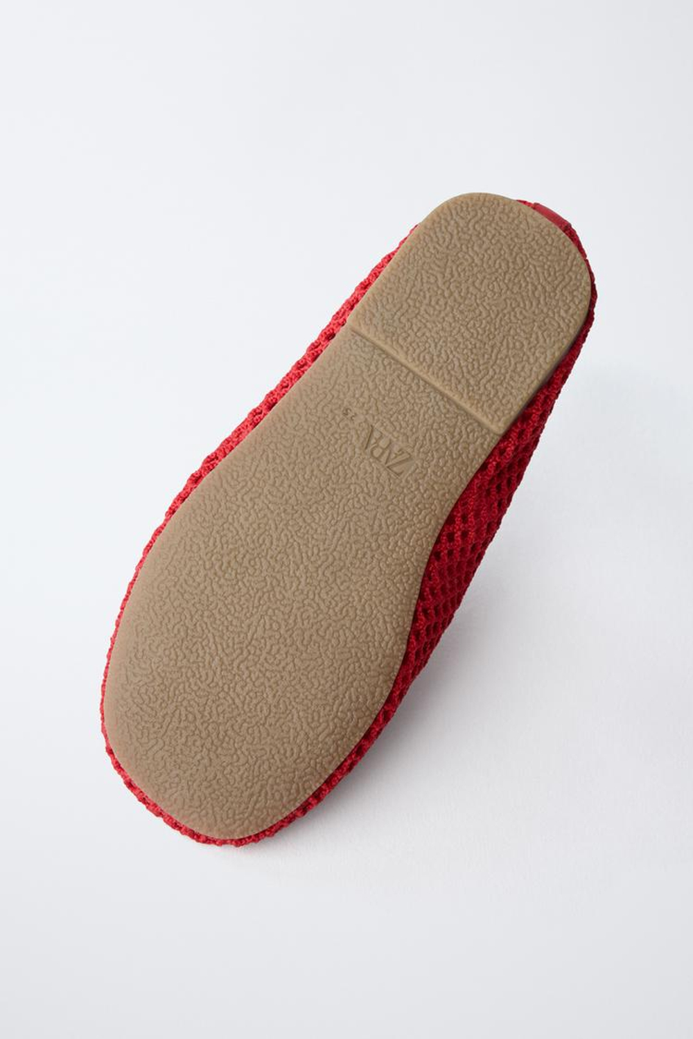 ZARA БАЛЕТКИ ИЗ СЕТЧАТОЙ ТКАНИ, КРАСНЫЙ