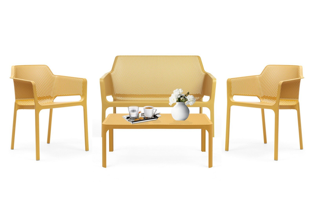 Комплект пластиковой мебели Nardi Net, горчичный