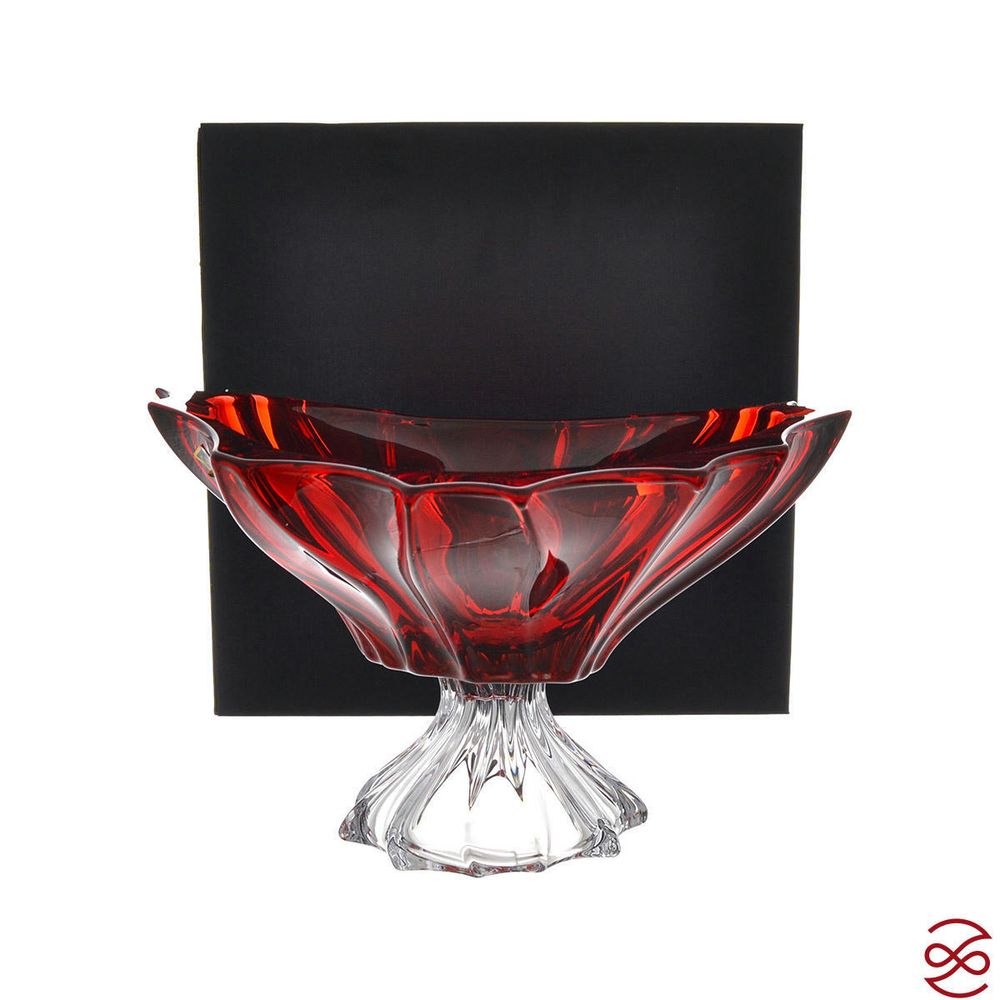 Фруктовница на ножке Aurum Crystal Plantica 33 см red