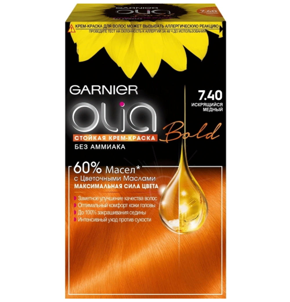Garnier Краска для волос Olia, тон №7.40, Искрящийся медный, 60/60 мл