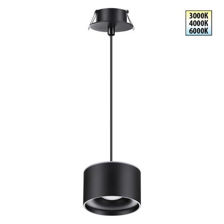 358965 SPOT NT22 446 черный Светильник встраиваемый с переключ. цв. температуры, провод 2м IP20 LED 3000К\4000К\6000К 12W вниз + 3W вверх 110-265V GIR