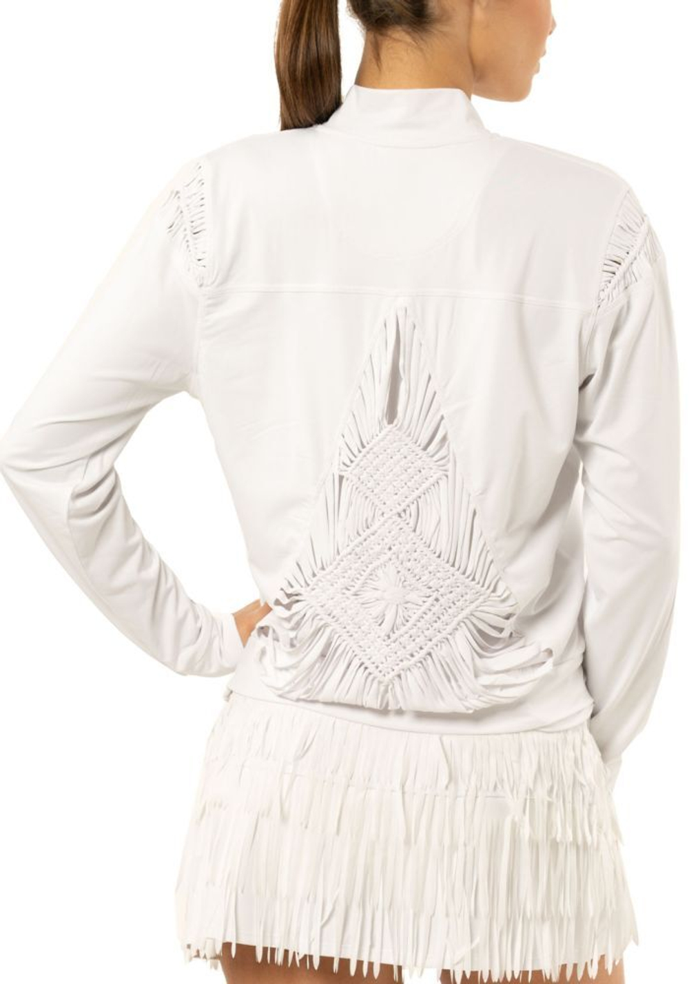 Женская теннисная куртка Lucky in Love Macram_ Core Bomber Jacket Women - White