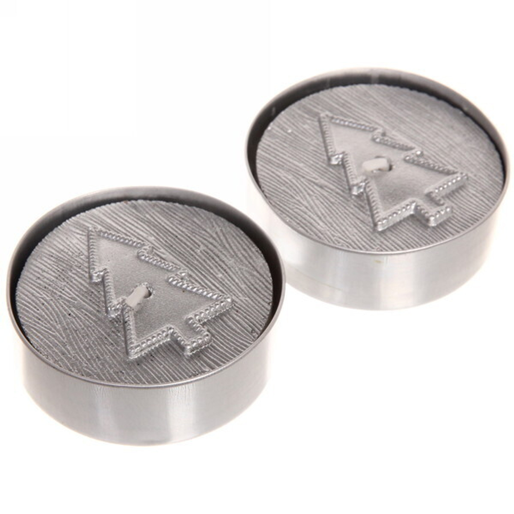 Свечи новогодние «Ёлочка объемная» 5,5 см (набор 2 шт), серебро