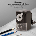 Точилка механическая BRAUBERG "STYLE" для ч/гр и цветных карандашей (в том числе утолщенных) крепление к столу корпус черный (2 штуки в упаковке)