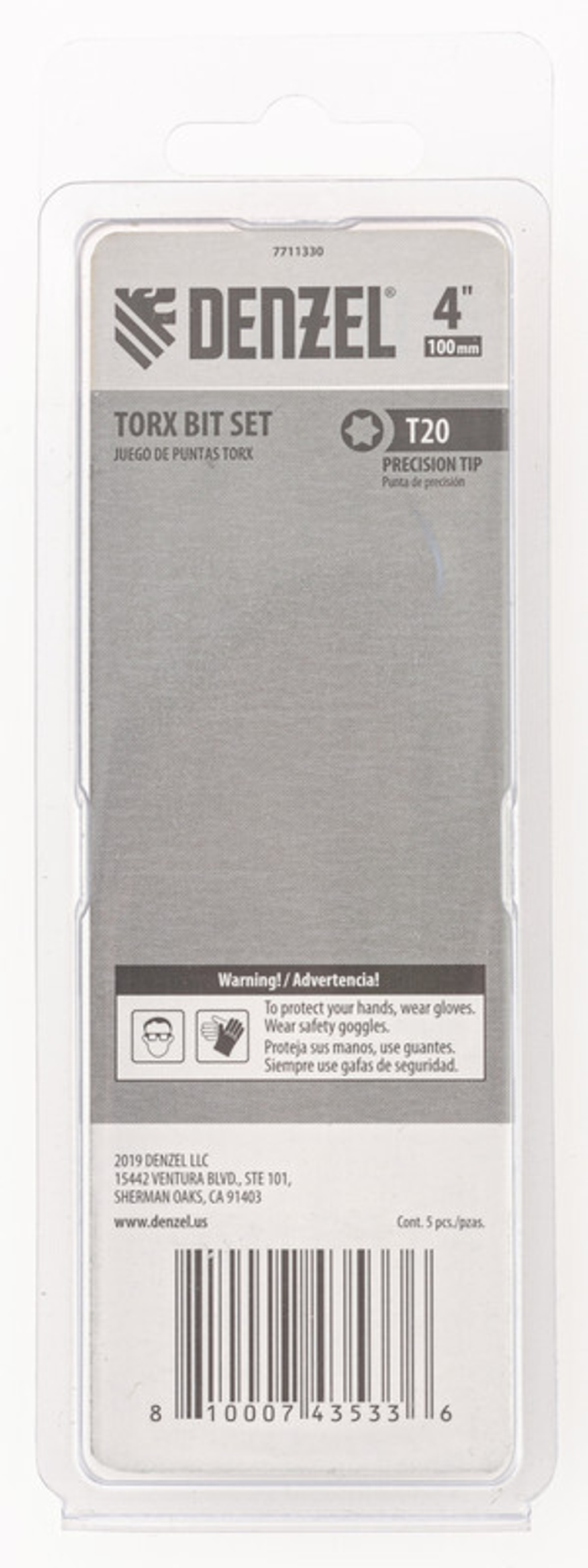 Бита T20x100 мм, 5 шт.// Denzel