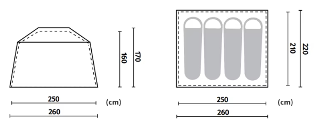 Палатка Naturehike Cape 5.2, 4-местная, быстросборная, серо-коричневая