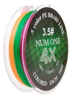 Шнур плетеный для рыбалки Ryobi NUM ONE PE4X-100M Multi Colour 3.5#/0,310 mm