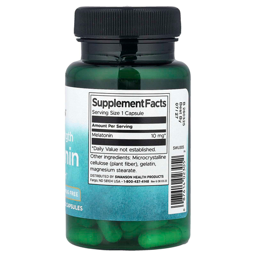 Swanson, мелатонин, тройная сила действия, 10 мг, 60 капсул