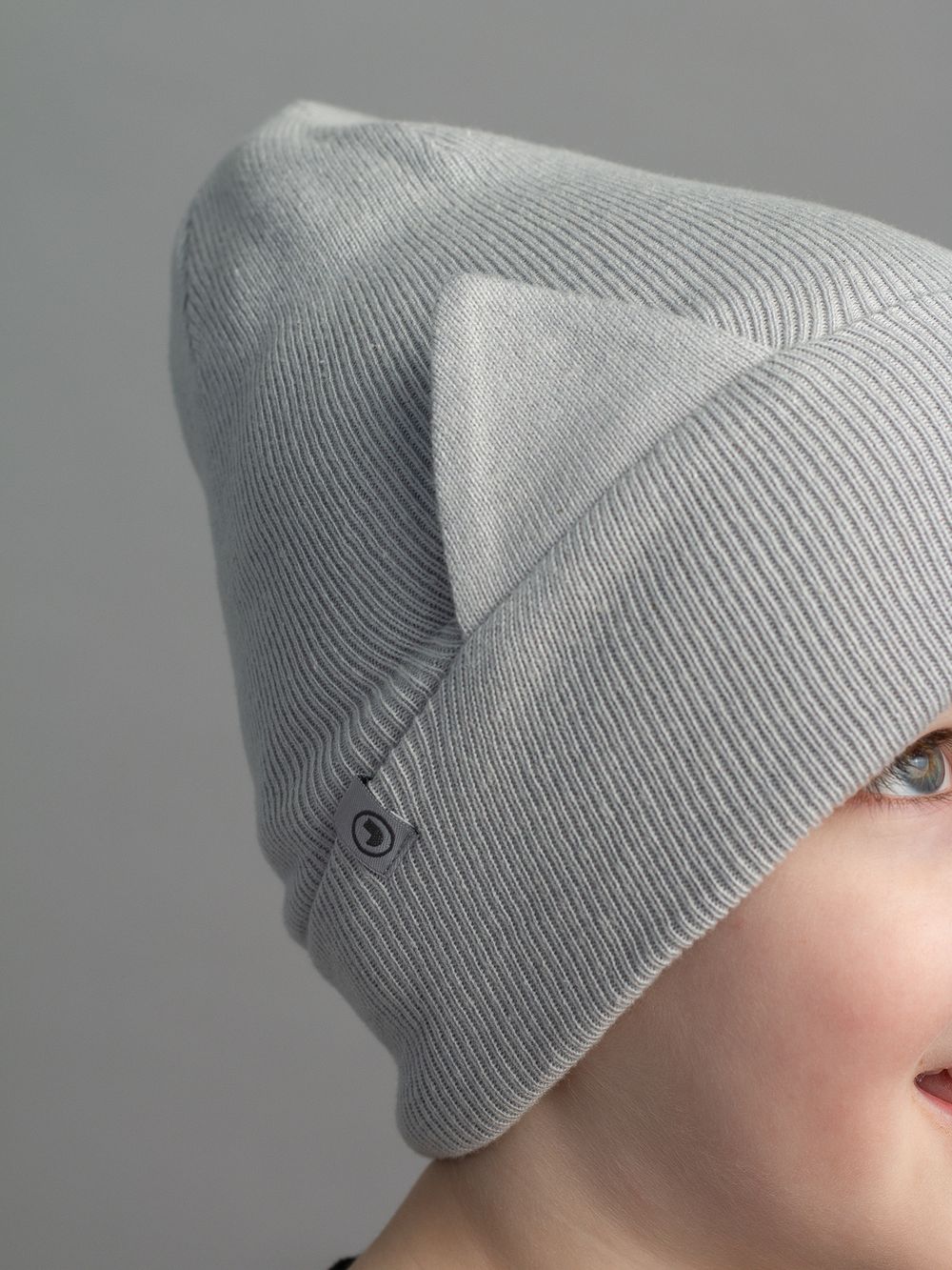 Шапка хлопковая вязаная КИС(Жемчужно-серый)