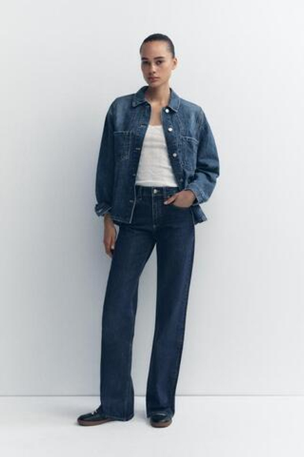 ZARA ДЖИНСЫ TRF WIDE LEG СО СРЕДНЕЙ ПОСАДКОЙ, МОРСКОЙ СИНИЙ