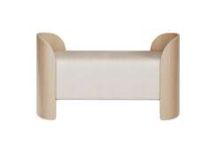 Банкетка Lagom 2 120 см (молочный рогожка, натуральный дуб)