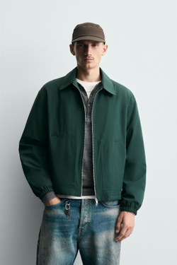 ZARA ТЕХНИЧЕСКАЯ КУРТКА НА МОЛНИИ, ЗЕЛЕНЫЙ