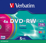 DVD-R диск VerbatimW Colours OPP Slim Case 5шт (43563)