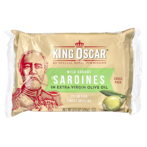 King Oscar, Дикие сардины в оливковом масле первого холодного отжима, 106 г (3,75 унции)