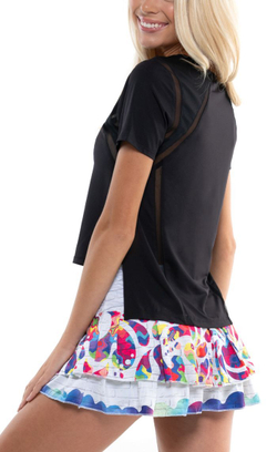 Женская теннисная футболка Lucky in Love Core Mixed Up High-Low S/S Women - black