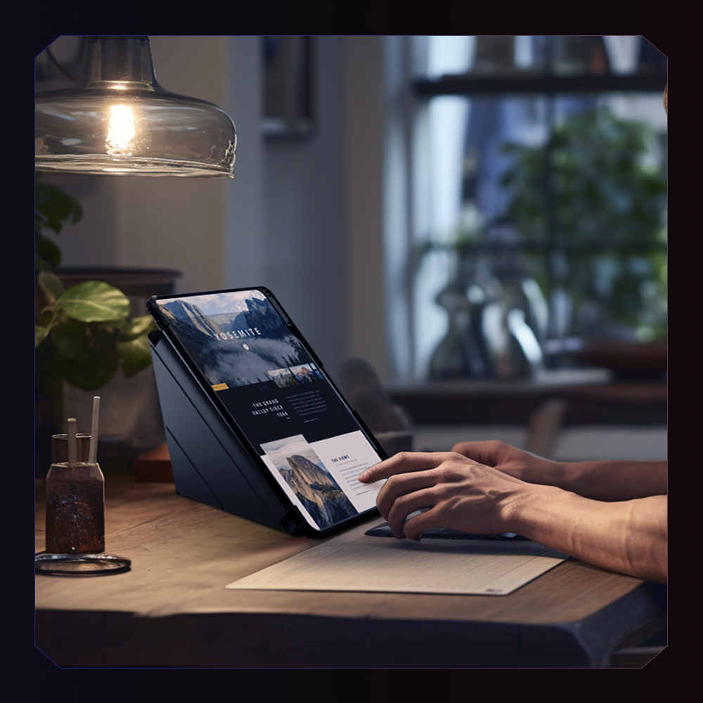 Чехол книжка синего цвета от Nillkin для Apple iPad Pro 13 с 2024 года, серия Bumper Pro Case-Multi Angle Folding Style, многофункциональный складной стиль