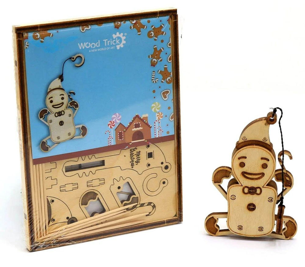 Вудик Пряник от Wood Trick - Деревянный конструктор, сборная модель, 3D пазл, сделай сам