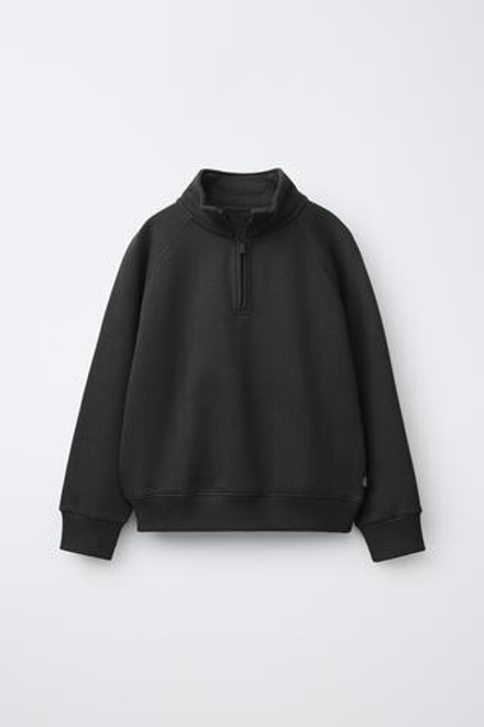 ZARA ОДНОТОННАЯ ТОЛСТОВКА С НАШИВКОЙ, ЧЕРНЫЙ