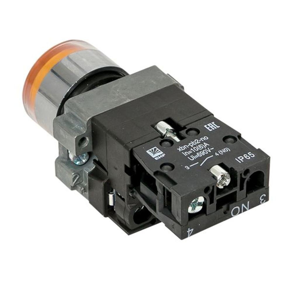 Кнопка BA51 с подсветкой 230В желтая NO IP65 EKF PROxima