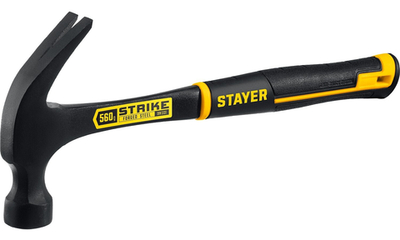 STAYER Strike, 560 г, цельнометаллический столярный молоток-гвоздодёр, Professional (2025-560)