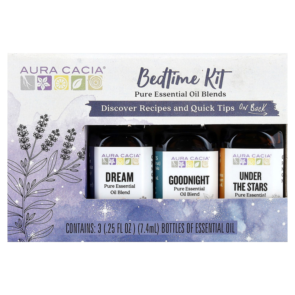 Aura Cacia, набор для приема перед сном, смеси чистых эфирных масел, 3 флакона по 7,4 мл (0,25 жидк. унции)