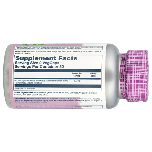 Solaray, артишок, 600 мг, 60 растительных капсул (300 мг в 1 капсуле)