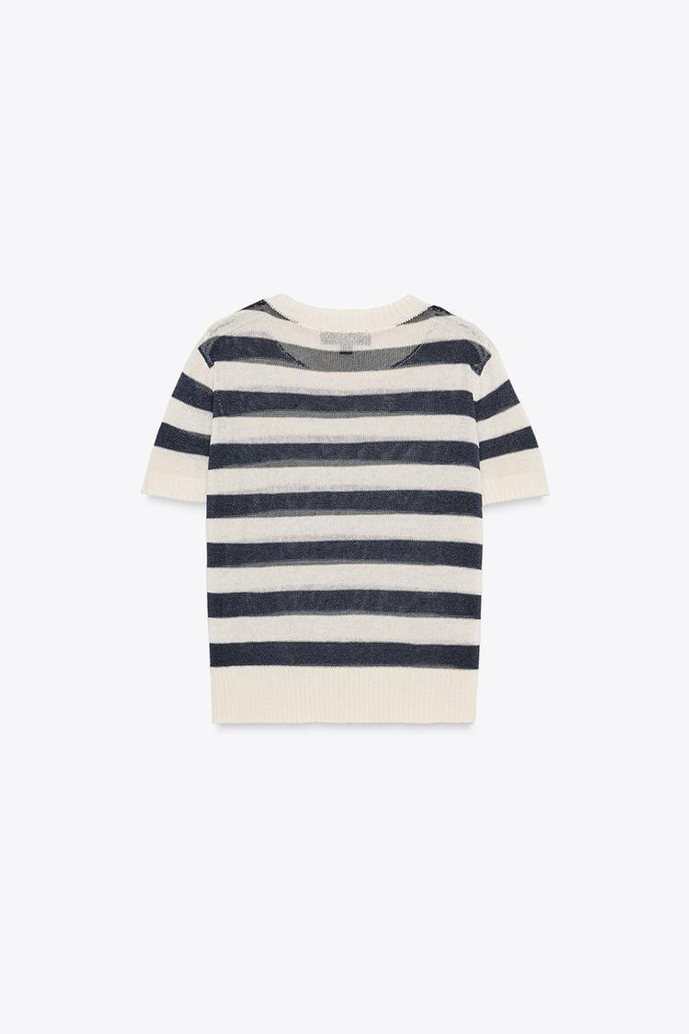 ZARA ТРИКОТАЖНАЯ ФУТБОЛКА В ПОЛОСКУ, ЭКРЮ