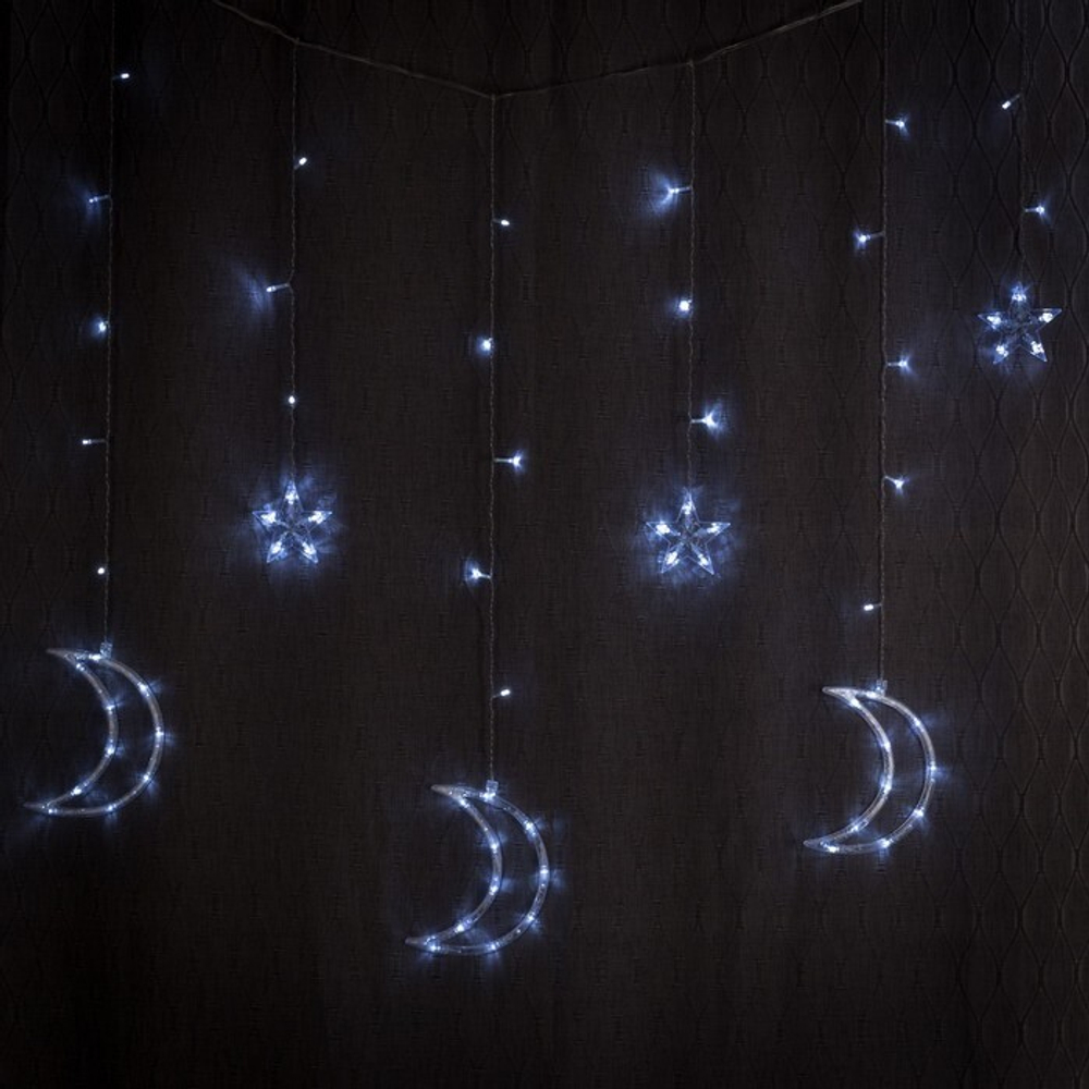 Гирлянда занавес Месяц и звезда 6х6
