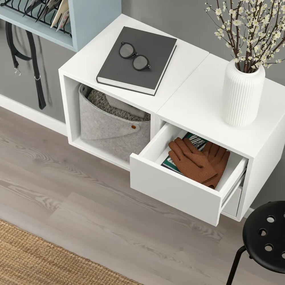 Комбинация для хранения - EKET IKEA/ ЭКЕТ ИКЕА,  105х70 см,   бледно-голубой /белый