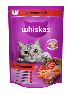 Whiskas корм для кошек с говядиной и кроликом, подушечки с паштетом