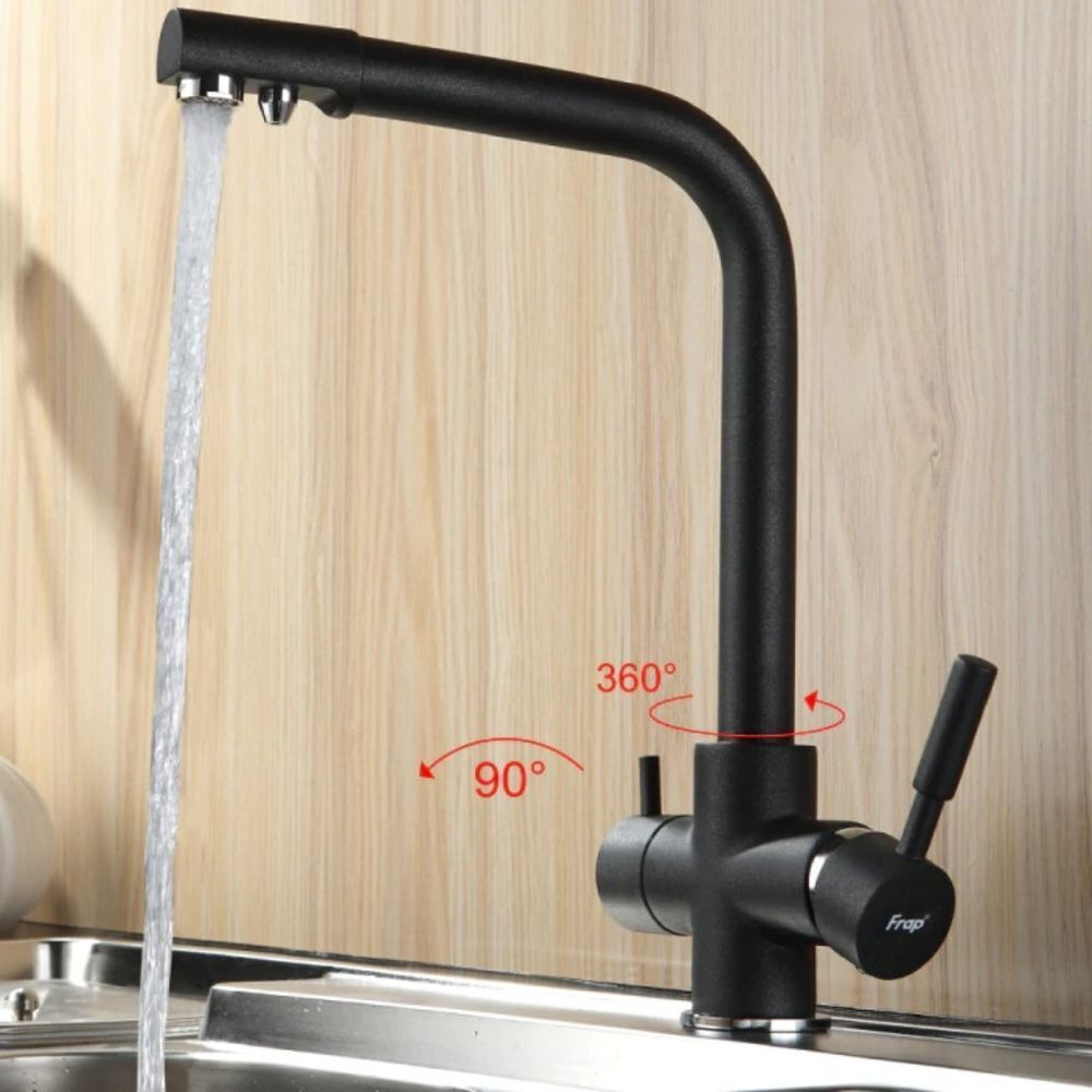 Смеситель для кухни, Frap, с картриджем, подкл к фильтр, чер, F4352-7