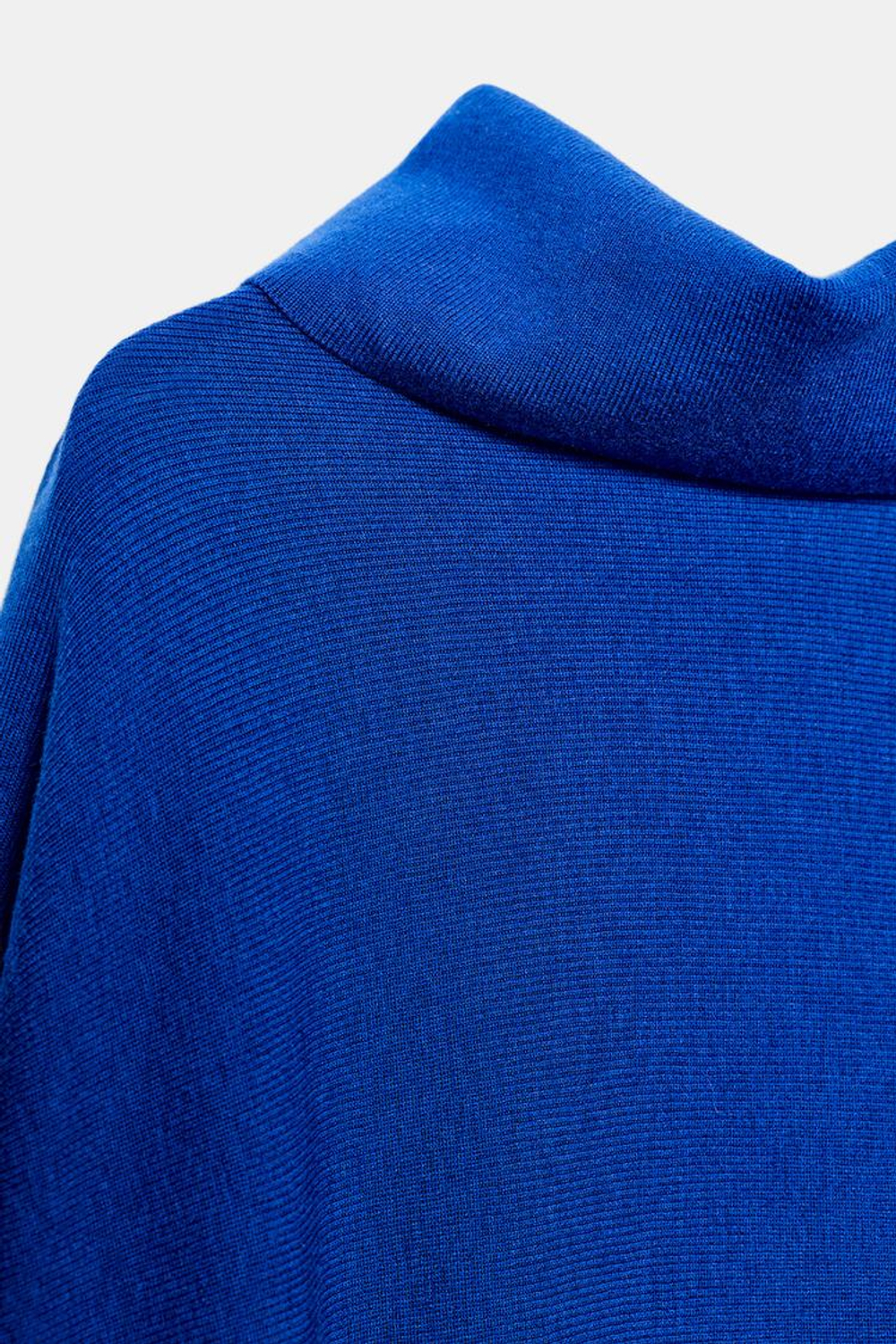 ZARA ДЛИННЫЙ СВИТЕР С РУКАВАМИ «ЛЕТУЧАЯ МЫШЬ», ЯРКО-СИНИЙ