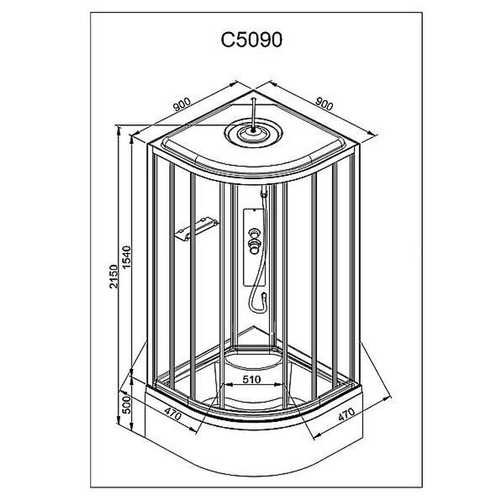 Душевая кабина AvaCan C Серия C5090 90х90 стандартная