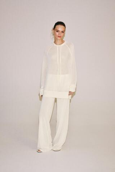 ZARA СТРУЯЩАЯСЯ ПОЛУПРОЗРАЧНАЯ ТОЛСТОВКА, СВЕТЛО-ЖЕЛТЫЙ