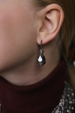 Серьги "Венеция" оттенок марказит, фурнитура серебро