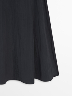 Massimo Dutti Длинная юбка с поясом, серо-синий