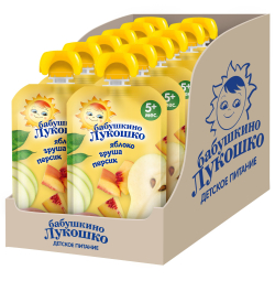 Пюре Бабушкино Лукошко Яблоко груша персик с 5 месяцев 90г
