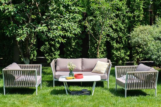 "Касабланка" лаунж-зона плетеная из роупа 4-местная, цвет серо-коричневый