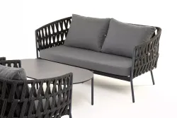 "Диего" лаунж-зона 4-местная плетеная из роупа (веревки), каркас алюминиевый темно-серый, роуп темно-серый