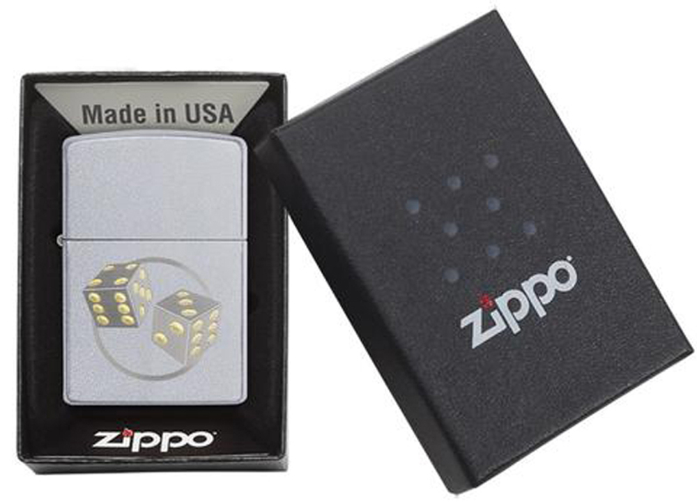 Зажигалка Zippo Classic с покрытием Satin Chrome, латунь/сталь, серебристая, матовая, 36x12x56 мм