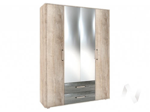 Шкаф 4-х створчатый ПШ-5.6-3 Спальня Версаль-2 (дуб баррик/ясень анкор/белый)