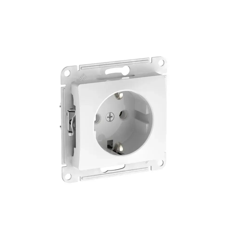 GLOSSA РОЗЕТКА с заземлением без шторок, 16А, мех., быстрозажим. клем., БЕЛЫЙ