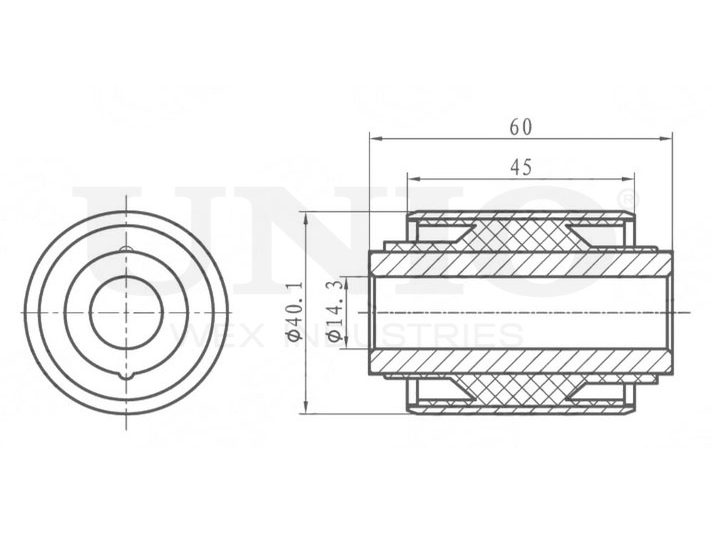 Сайлентблок внешний задней поперечной тяги UNIO RMP-20406