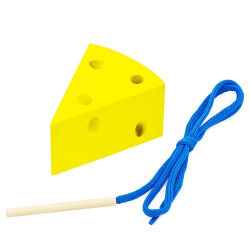 Шнуровка Сыр, развивающая игрушка для детей, обучающая игра из дерева