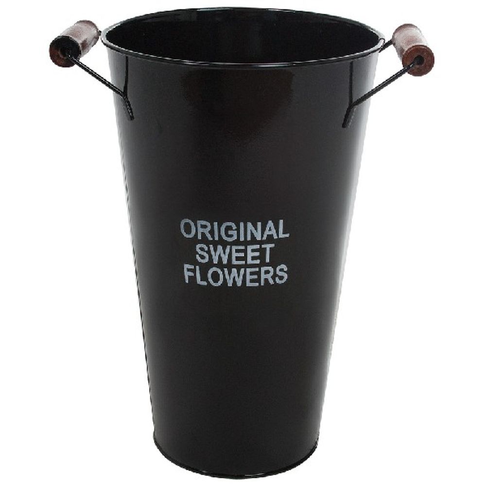 Вазон "Original sweet flowers" (цинк) D18xH30см 4л с ручками (Черный)