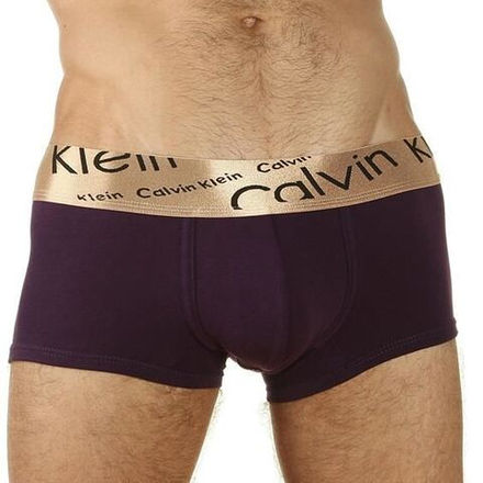 Мужские трусы хипсы темно-фиолетовые с косой резинкой Calvin Klein Bronze Boxer