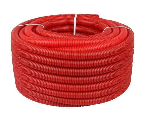 Труба гофрированная ПНД d 50/39,6 мм (нар/вн), красная, 5 метров